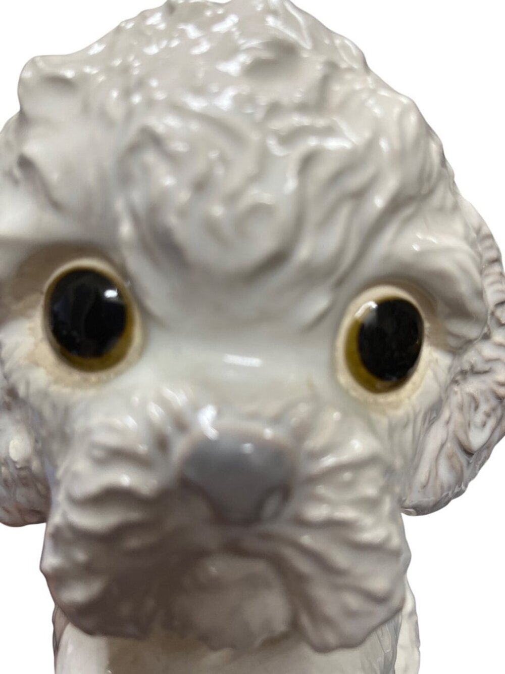 USA VTG big eyes ceramic white poodle puppy statute figurine SKU 10-220 - Picture 5 of 11